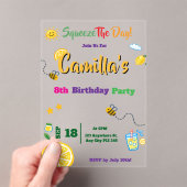 Lemon Summer Theme Kids Birthday Invitation Card アクリル招待状 (インサイチュ (ポータブル))
