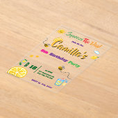 Lemon Summer Theme Kids Birthday Invitation Card アクリル招待状 (レイダウン)