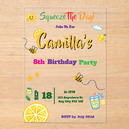Lemon Summer Theme Kids Birthday Invitation Card アクリル招待状
