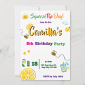 Lemon Summer Theme Kids Birthday Invitation Card 招待状 (正面)