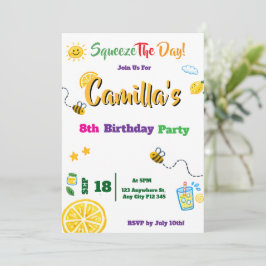 Lemon Summer Theme Kids Birthday Invitation Card 招待状