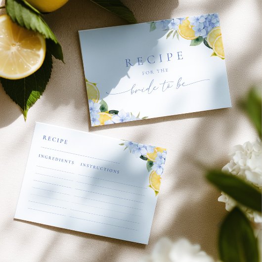 Lemon Theme Bridal Shower Recipe Request エンクロージャーカード