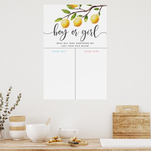 Lemon Theme Gender Reveal Voting Sign ポスター (キッチン)