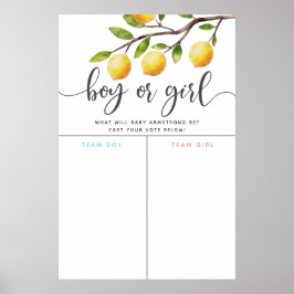 Lemon Theme Gender Reveal Voting Sign ポスター