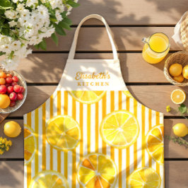 Lemon Theme Stripes Name Apron エプロン