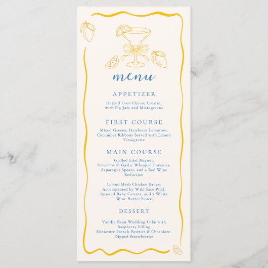 Lemon Theme Yellow Stripes Flat Menu メニュー (正面)