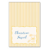Lemon Theme Yellow Stripes Place Cards テーブルナンバー (正面)