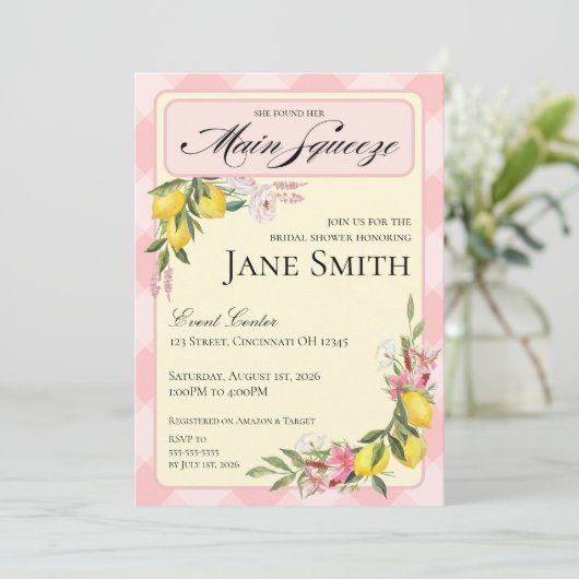 Lemon Themed Bridal Shower Invitation 招待状 (スタンド正面)