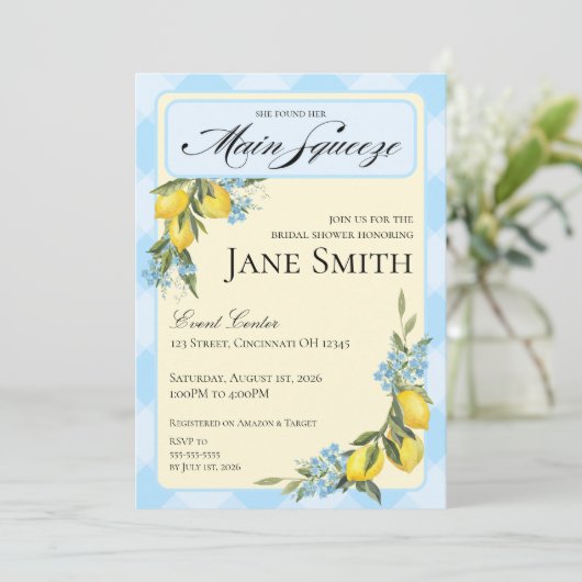 Lemon Themed Bridal Shower Invitation 招待状 (スタンド正面)
