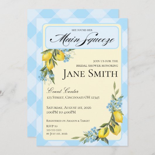 Lemon Themed Bridal Shower Invitation 招待状 (正面/裏面)