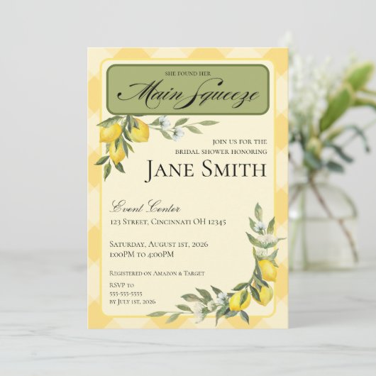 Lemon Themed Bridal Shower Invitation 招待状 (スタンド正面)