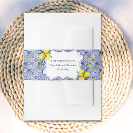 Lemon-Themed Mediterranean Tile Wedding 招待状ベリーバンド
