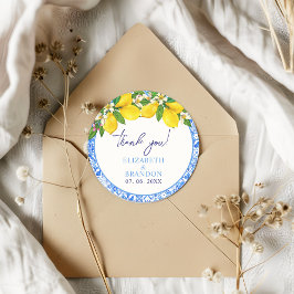 Lemon-Themed Mediterranean Tiles Wedding ラウンドシール