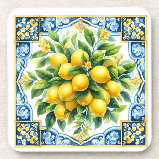 Lemon Tile Plastic Coaster Set コースター (正面)