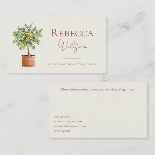 Lemon Tree Business Card Nutrional Therapist 名刺 (正面/裏面)