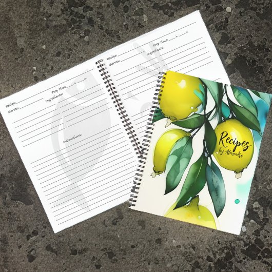 Lemon Tree Custom Text Recipe Book ノートブック
