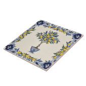 Lemon Tree in Blue and White Pot Lemons Border タイル (側面)