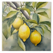 Lemon Tuscany Mediterranean Watercolor Design タイル (正面)