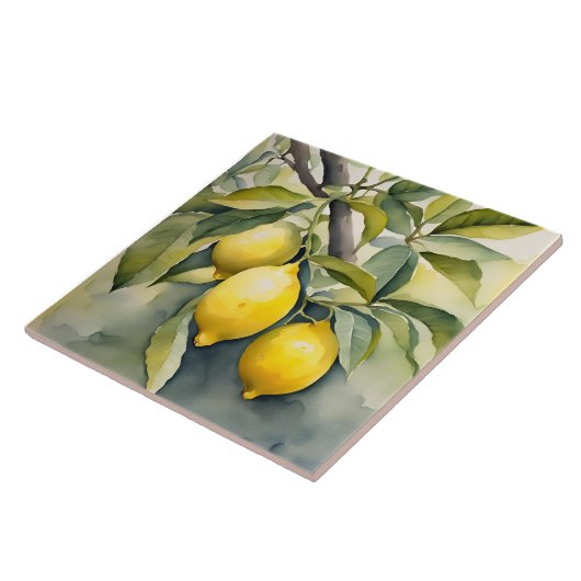 Lemon Tuscany Mediterranean Watercolor Design タイル (側面)