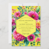 Lemon Vibrant Botanical Wedding 招待状 (正面)