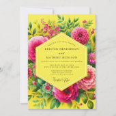 Lemon Vibrant Flora Wedding 招待状 (正面)