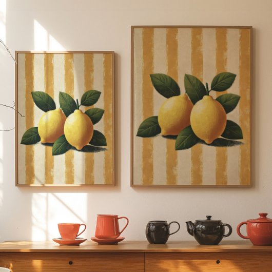 Lemon Wall Art Print Mediterranean Kitchen Decor ポスター