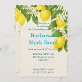 Lemon Watercolor 25th Wedding Anniversary  招待状 (正面/裏面)