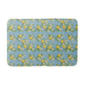 Lemon Watercolor Blue Mediterranean Tile Pattern バスマット (正面)