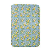 Lemon Watercolor Blue Mediterranean Tile Pattern バスマット (正面縦)