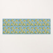 Lemon Watercolor Blue Mediterranean Tile Pattern ヨガマット (裏面(横))