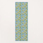 Lemon Watercolor Blue Mediterranean Tile Pattern ヨガマット (正面)