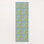 Lemon Watercolor Blue Mediterranean Tile Pattern ヨガマット (裏面)