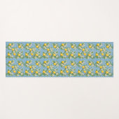 Lemon Watercolor Blue Mediterranean Tile Pattern ヨガマット (正面(横))