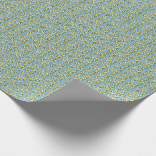 Lemon Watercolor Blue Mediterranean Tile Pattern ラッピングペーパー (角)