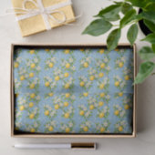 Lemon Watercolor Blue Mediterranean Tile Pattern 薄葉紙 (ギフト)