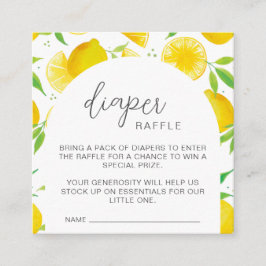 Lemon Watercolor Diaper Raffle Baby Shower エンクロージャーカード