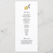 Lemon Wedding Program | Amalfi Coast Italian  メニュー (裏面)