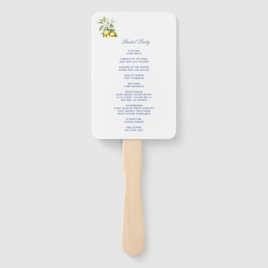 Lemon Wedding Program Hand Fan ハンドファン (裏面)