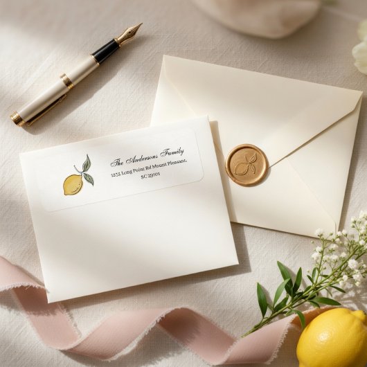 Lemon Wedding Return Address Label | Amalfi Coast  ラベル