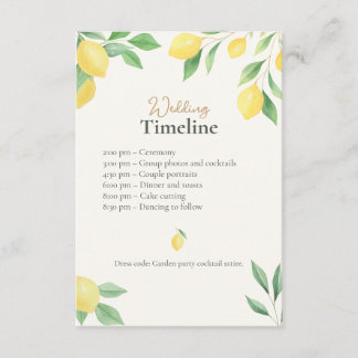 Lemon Wedding Timeline & Details Card with QR Code エンクロージャーカード