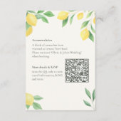 Lemon Wedding Timeline & Details Card with QR Code エンクロージャーカード (裏面)