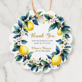 Lemon Wreath Amalfi Ciao Baby Scalloped Thank You  フェイバータグ
