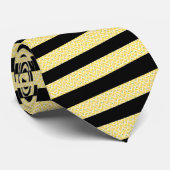 Lemon Yellow and Black Striped Neck Tie ネクタイ (ロール)