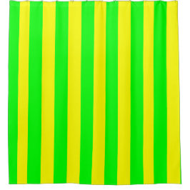 Lemon Yellow and Lime Green Stripes  シャワーカーテン