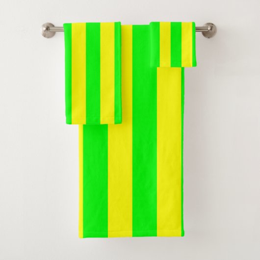 Lemon Yellow and Lime Green Stripes バスタオルセット (インサイチュ)