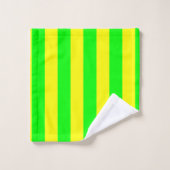 Lemon Yellow and Lime Green Stripes バスタオルセット (ウォッシュタオル)