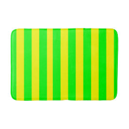 Lemon Yellow and Lime Green Stripes  バスマット