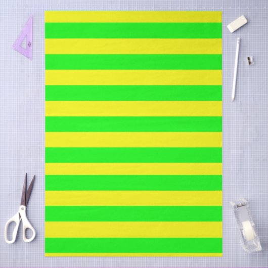 Lemon Yellow and Lime Green Stripes  薄葉紙 (クラフト)