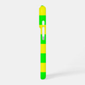 Lemon Yellow and Lime Green Stripes  iPhoneケース (左側面)