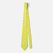 Lemon Yellow Aqua Monogram Initials Neck Tie ネクタイ (正面)